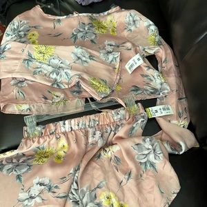 Silk floral shorts set